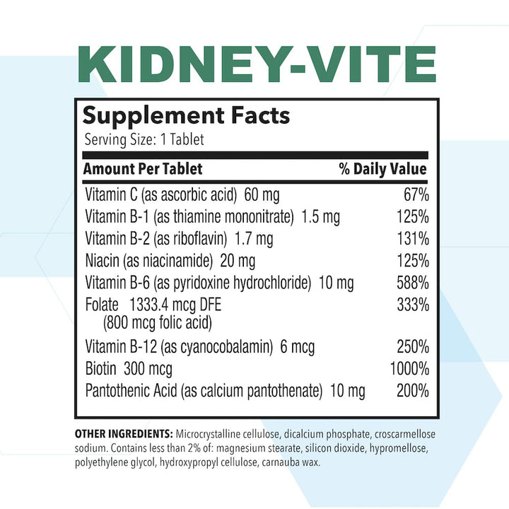 Puregen Labs Kidney-Vite | Premier Kidney, Renal Support | Non-GMO, Gluten-Free, No Artificial Color Additives | 2 Pack – Total 200 Tablets