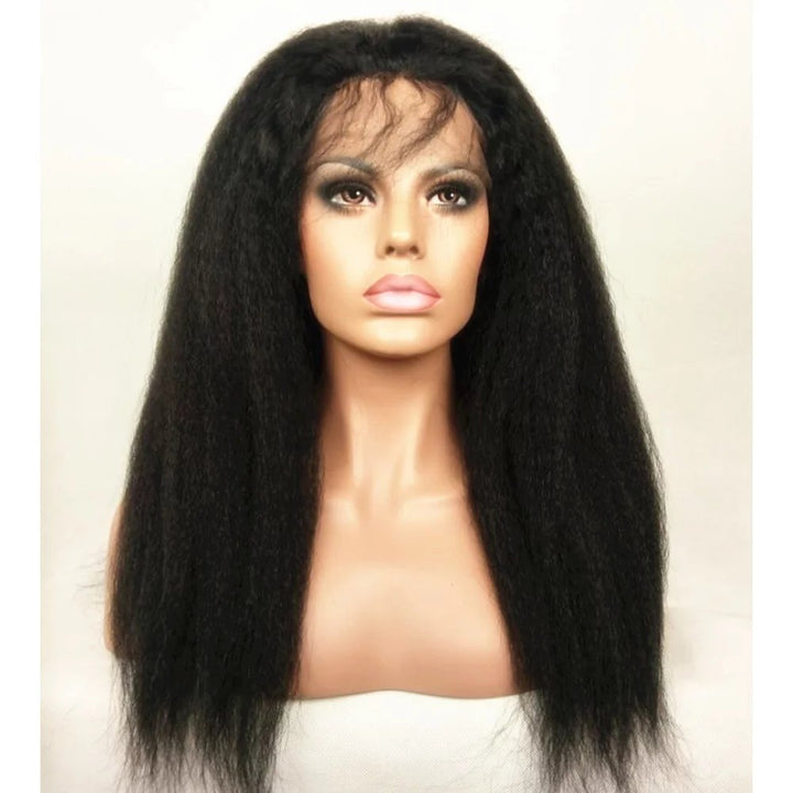 NLW Italian Yaki Lace Front Human Hair Wigs for Black Women Brazilian Remy Hair Glueless Lace Wig with Baby Hair 18inches