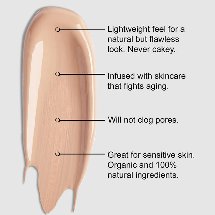 Best Organic 100% Natural Vegan Gluten-Free Aloe-Based Liquid Foundation, Made in USA by BaeBlu, Bamboo