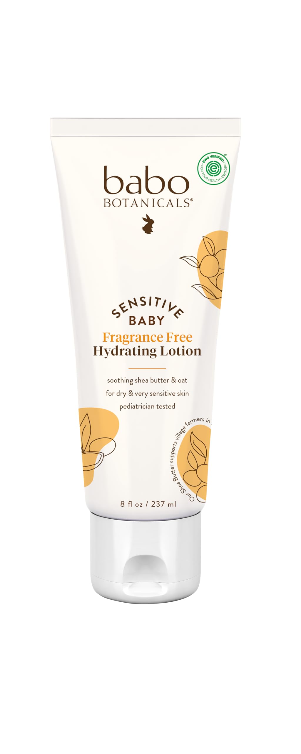 Babo Botanicals Sensitive Baby Fragrance-Free Daily Hydrating Baby Lotion- For body & face - For Babies, Kids & Adults with Sensitive Skin - EWG Verified - Vegan (Packaging may vary)