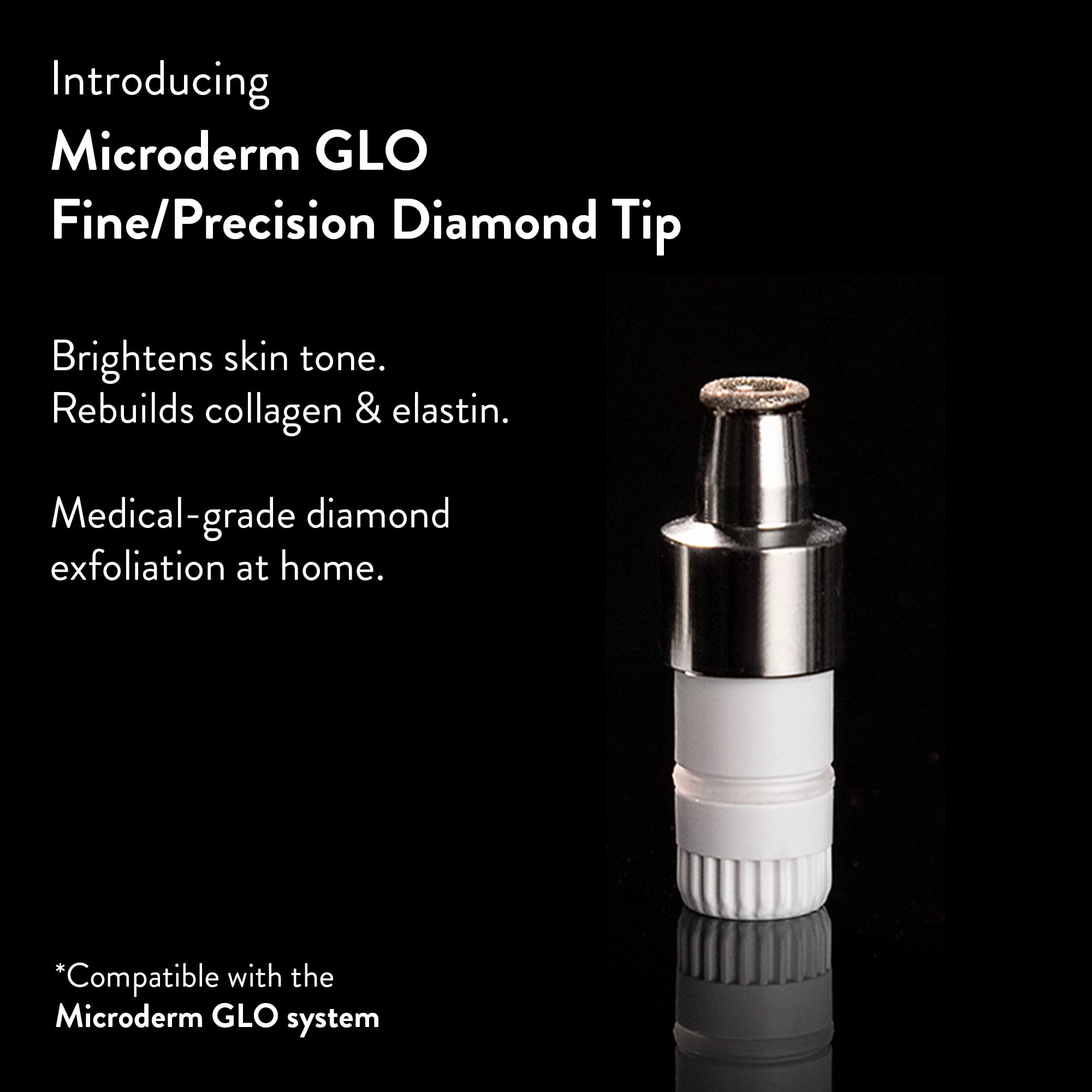 Microderm GLO Premium Diamond Microdermabrasion Tips - Medical Grade Stainless Steel Accessories, Patented Safe3D Technology, Safe for All Skin Types. (Fine/Precision)