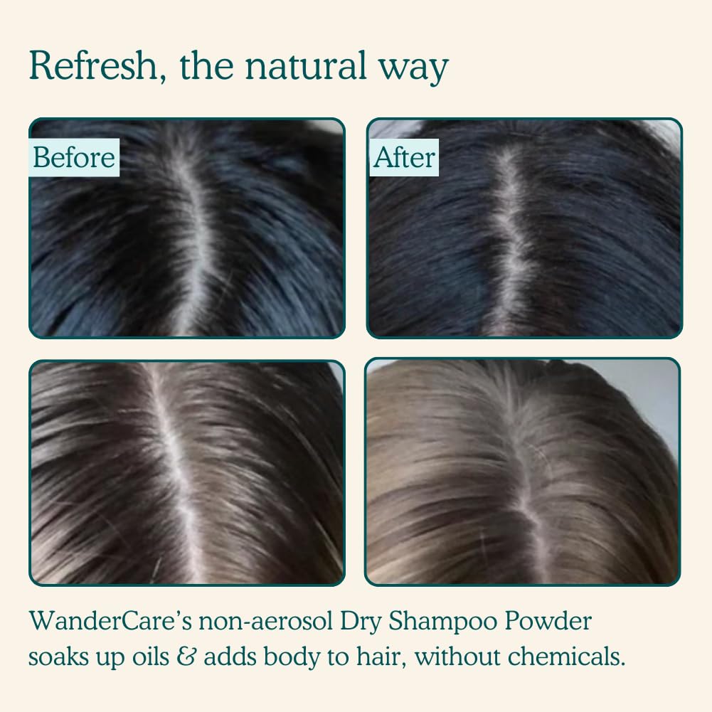 Dry Shampoo Volume Powder | Natural, Eco-friendly, Non Aerosol, Refillable | USA-Made | Refreshes, Volumizes | For Light, Medium or Dark Hair | 1 Refillable Jar + 1 Plastic-free Refill