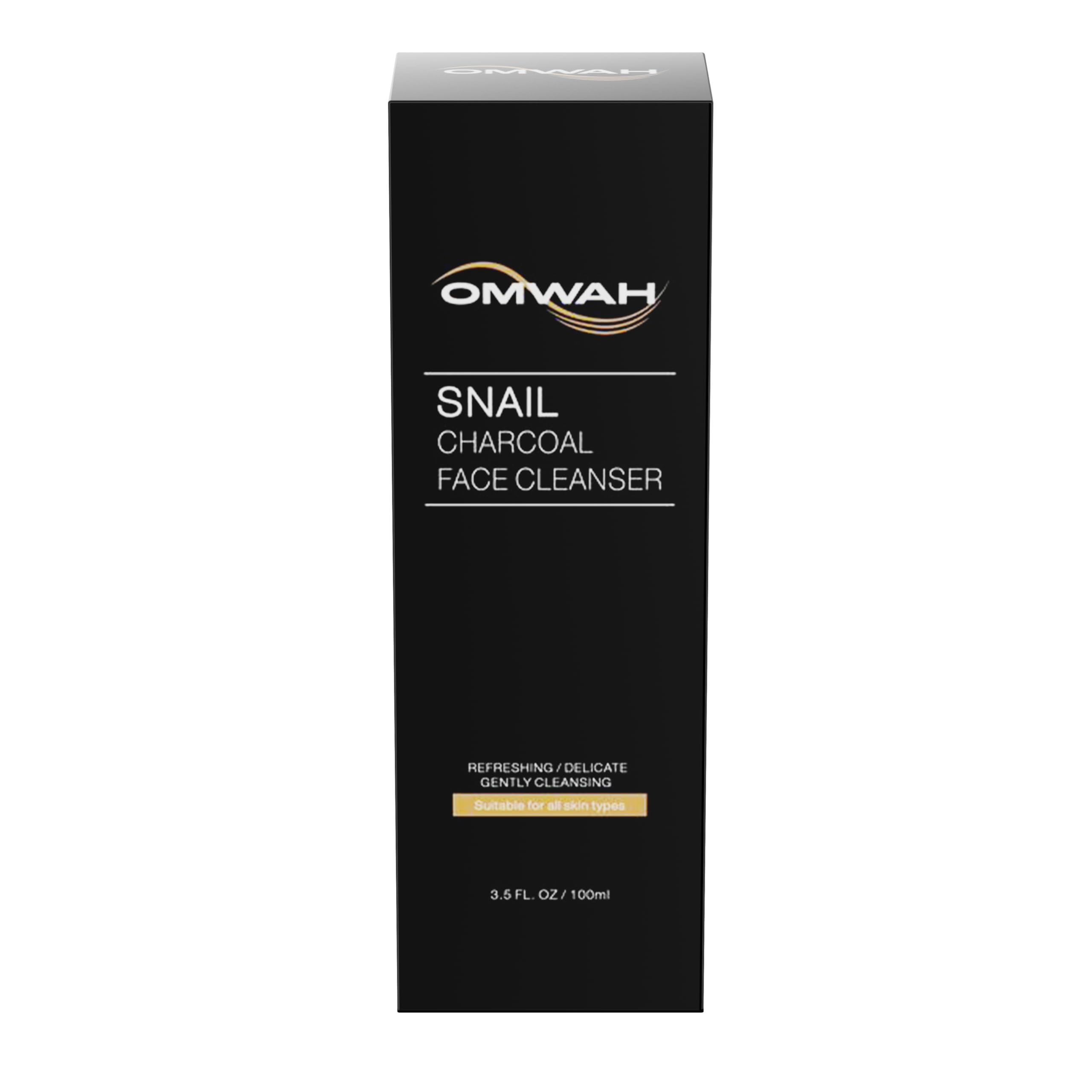 OMWAH Advanced Snail Mucin Gel Face Cleanser Infused with Activated Charcoal | Rich Daily Deep Cleansing Gel (3.5 OZ)
