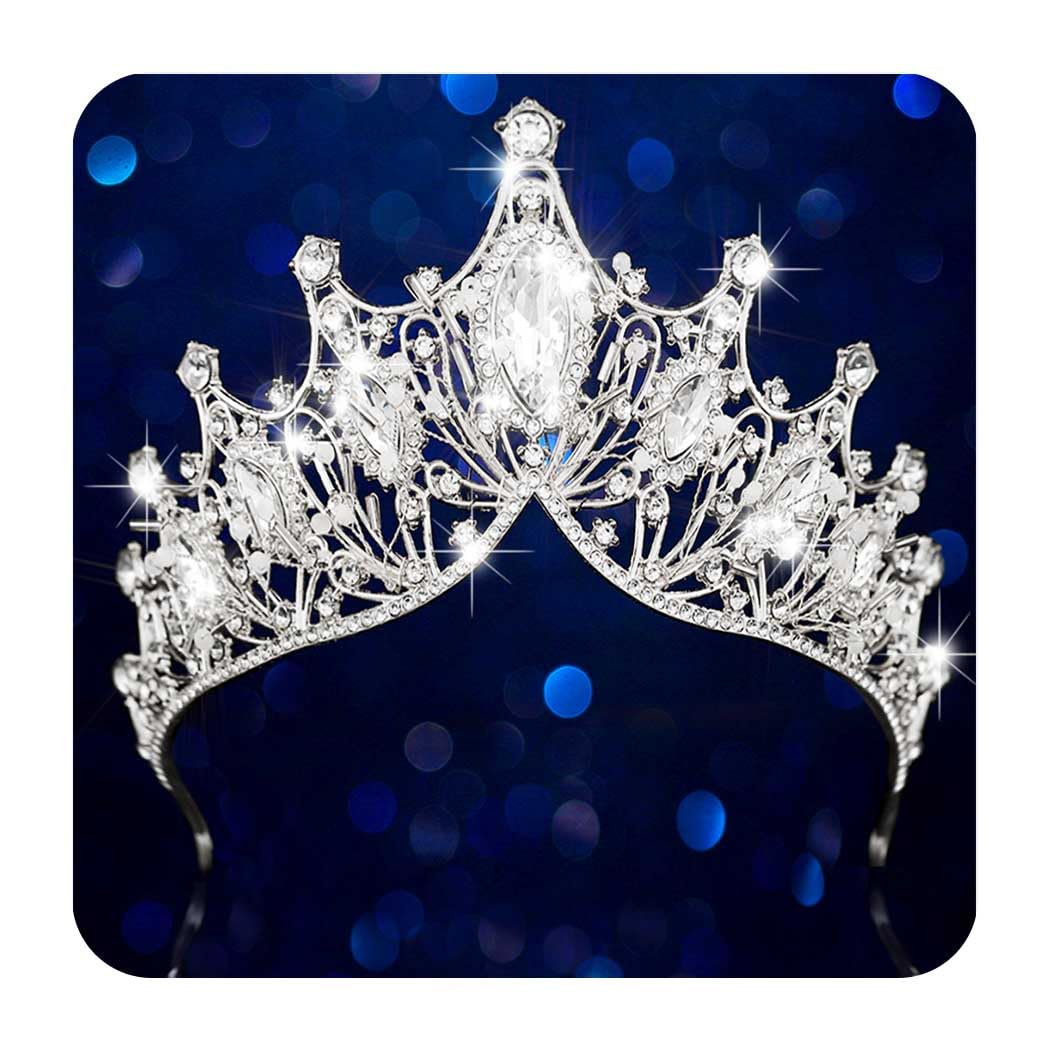 Unicra Wedding Crowns and Tiaras Costume Rhinestones Silver Flower Queen Crown Bridal for Women and Girls (A Silver)