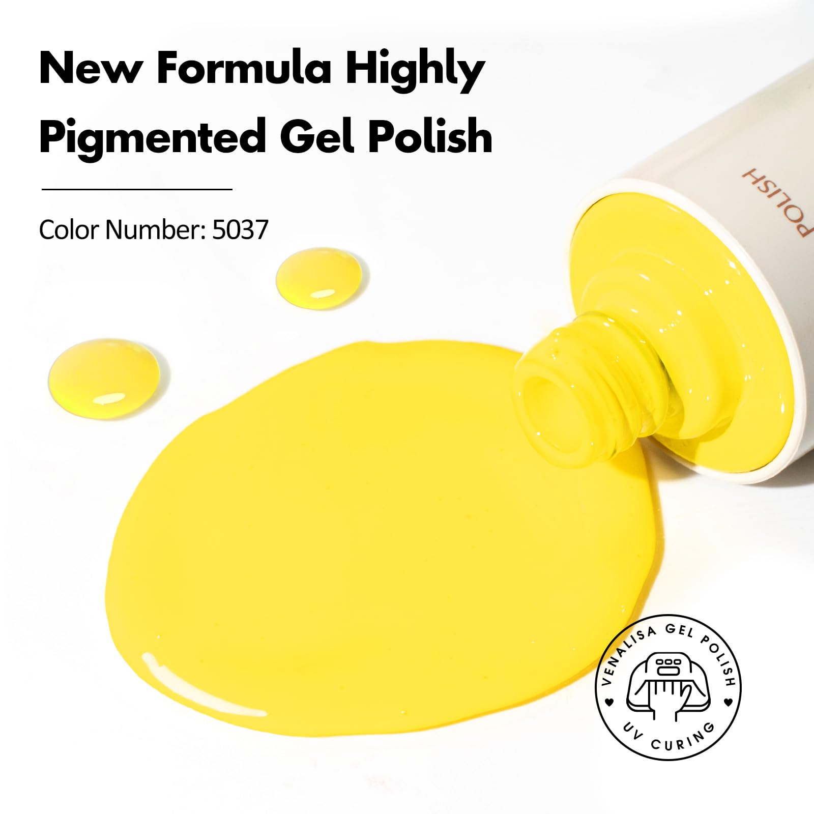 VENALISA Yellow Gel Nail Polish, 1 Pcs Bright Neon Yellow Gel Polish Color High Gloss Soak Off U V Nail Manicure Salon and DIY at Home Gifts for Women