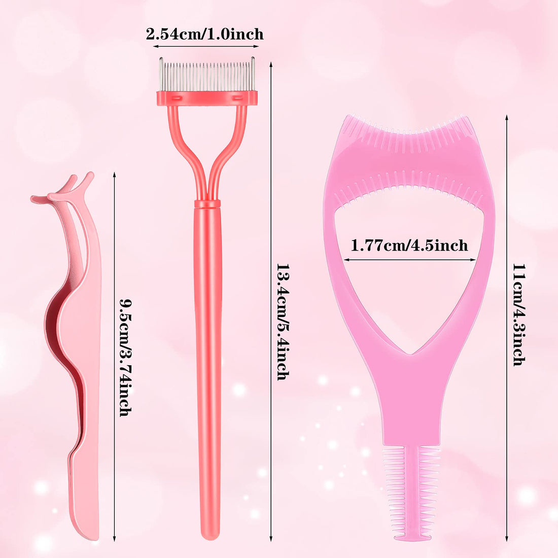 7 Pieces Eyelash Mascara Tool, Mascara Applicator Lash Guard Plastic,Eyelash Comb Separator Curler Tool Eyelash Tweezers Lash Extension for Women Girls (Pink)
