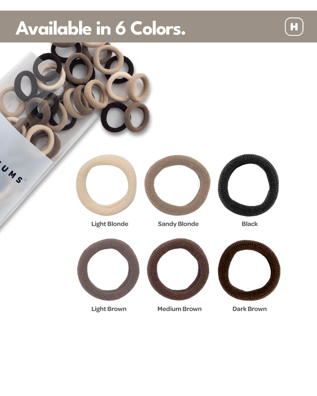 Heliums Extra Small Hair Ties No Damage - Light Brown - Mini 0.7 Inch Tiny Soft Seamless Hair Bands for Toddlers, Braids, Kids Ponytails- 40 Count