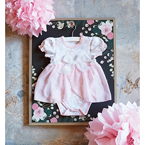 Stephan Baby Playful Posies Pink and Gray Floral Snap Dress Style Diaper Cover, 3-6 Months