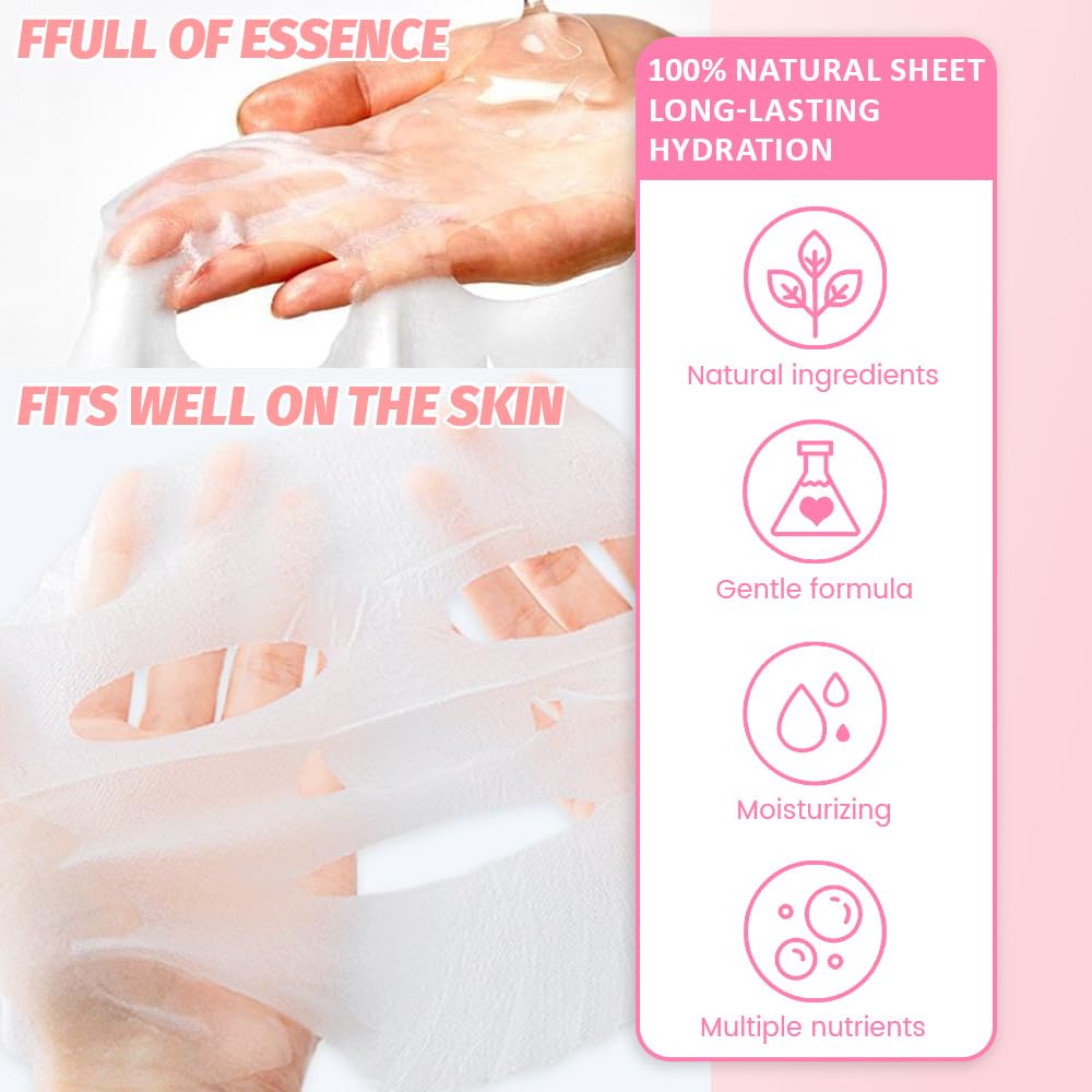 Kaely 10 Pack Variety Sheet Masks, Spa Party Face Masks for Kids Teens Skincare Set, Girls Night Facial Masks Skin Care, Moisturize Soothe for All Skin Types, Birthday Christmas Gifts, Set01