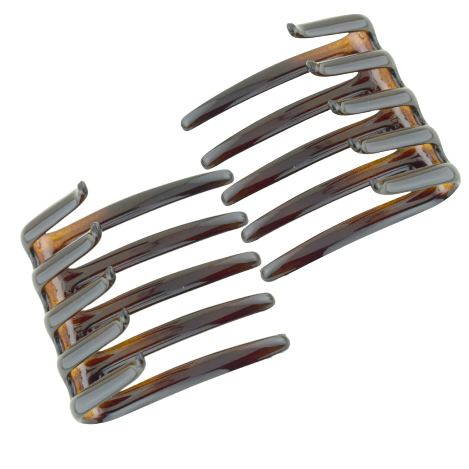 Parcelona French Crab Interlocking Medium Celluloid Shell Hair Clip Side Comb 2 1/4 Inches