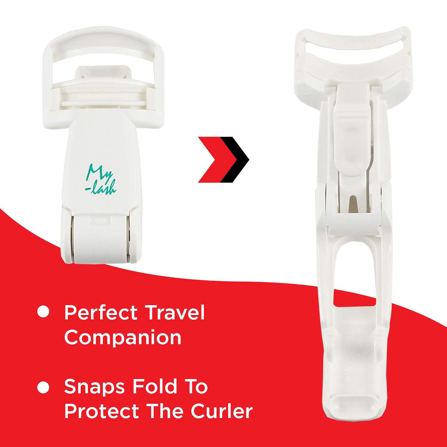 Seki Edge Folding Eyelash Curler (SS-602) - Lash Curler With Silicone Replacement Pads - Full Size Eye Lash Curler Folds for Portable Travel - Made in Japan