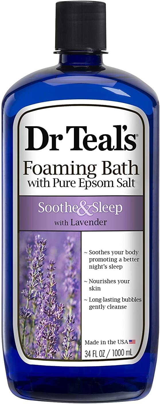 Dr. Teal's Foaming Bath Variety Gift Set (2 Pack, 34oz Ea.) - Soothe & Sleep Lavender, Moisturizing Shea Butter & Almond Oil - Essential Oils Blended with Pure Epsom Salt Ease Pain & Relieve Stress