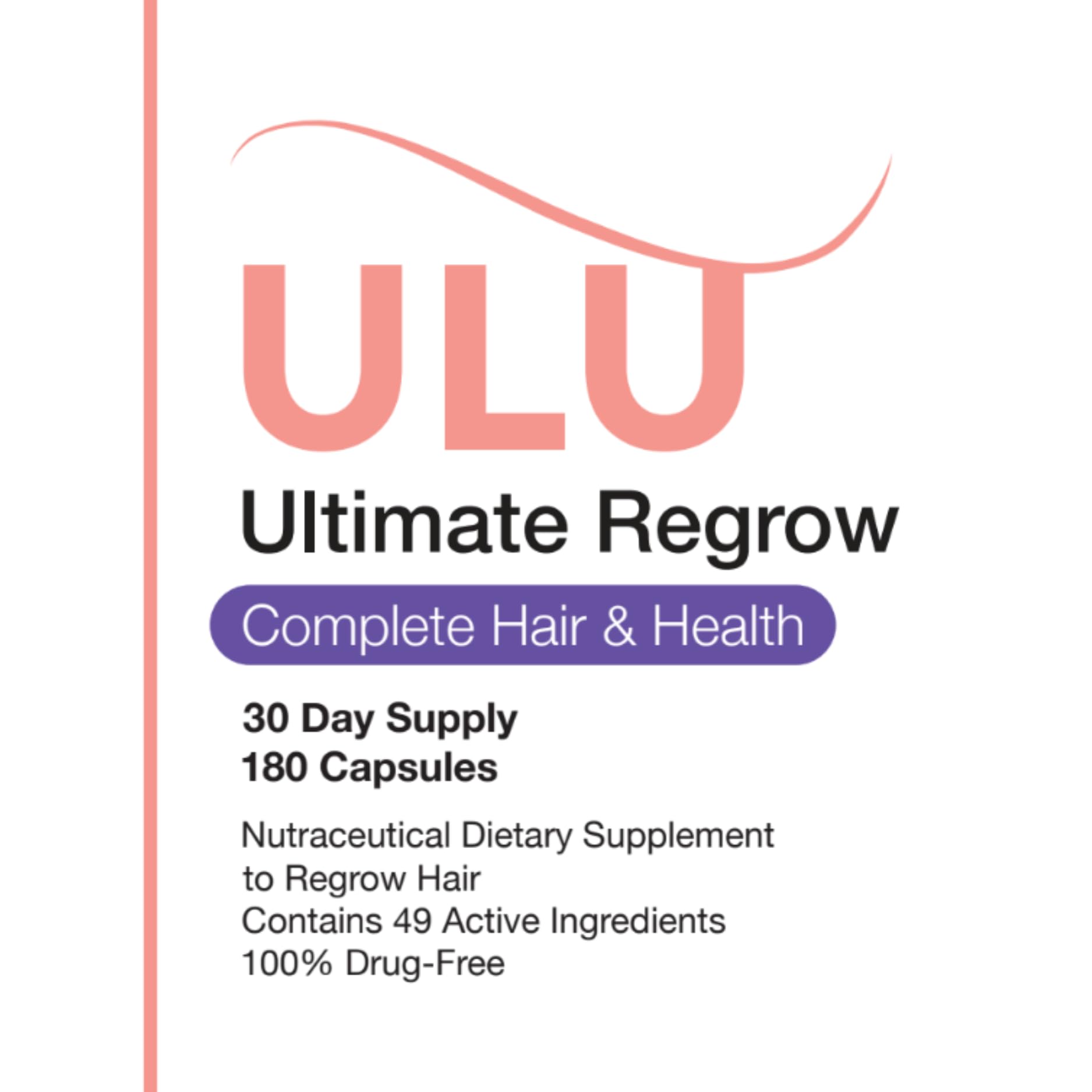 ULULIFE Ultimate Regrow Multivitamin: Promotes Hair Growth, Skin, & Nails Health - Ashwagandha & Resveratrol-Powered Solution for Hormone Support & Overall Health - 180 Capsules (30-Day Supply)