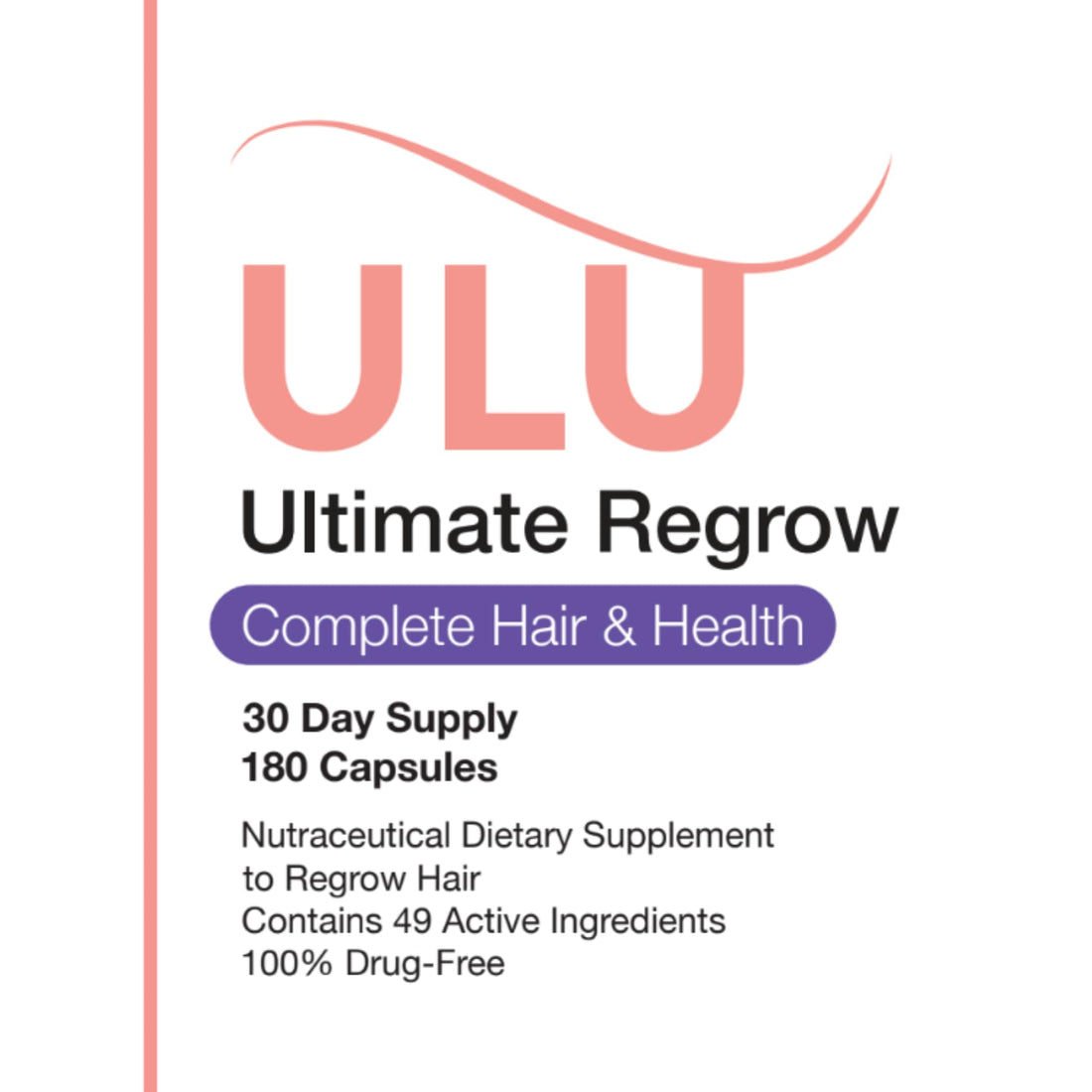 ULULIFE Ultimate Regrow Multivitamin: Promotes Hair Growth, Skin, & Nails Health - Ashwagandha & Resveratrol-Powered Solution for Hormone Support & Overall Health - 180 Capsules (30-Day Supply)