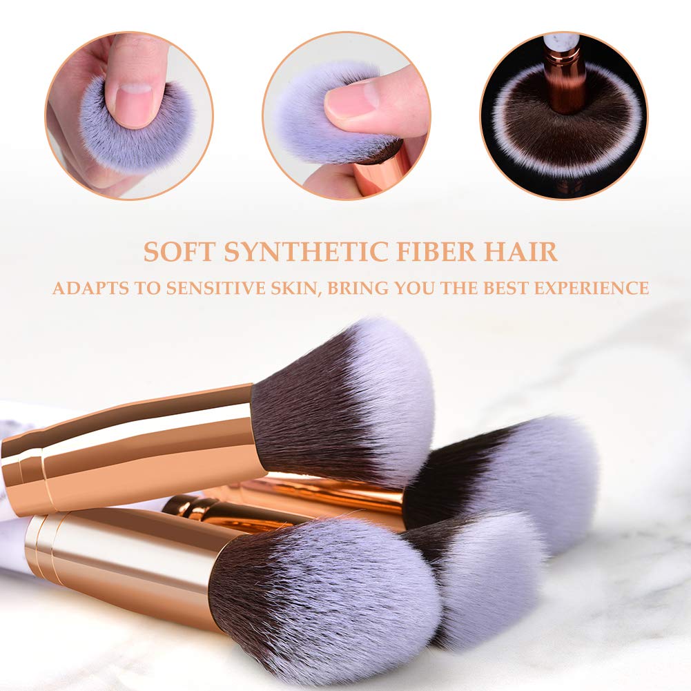 HEYMKGO Makeup Brushes Professional Marble Makeup Brush Set, Soft and Odor-free Natural Synthetic Bristles,10PCS + 2 Sponge Puff + Marble Pattern Cosmetics Bag