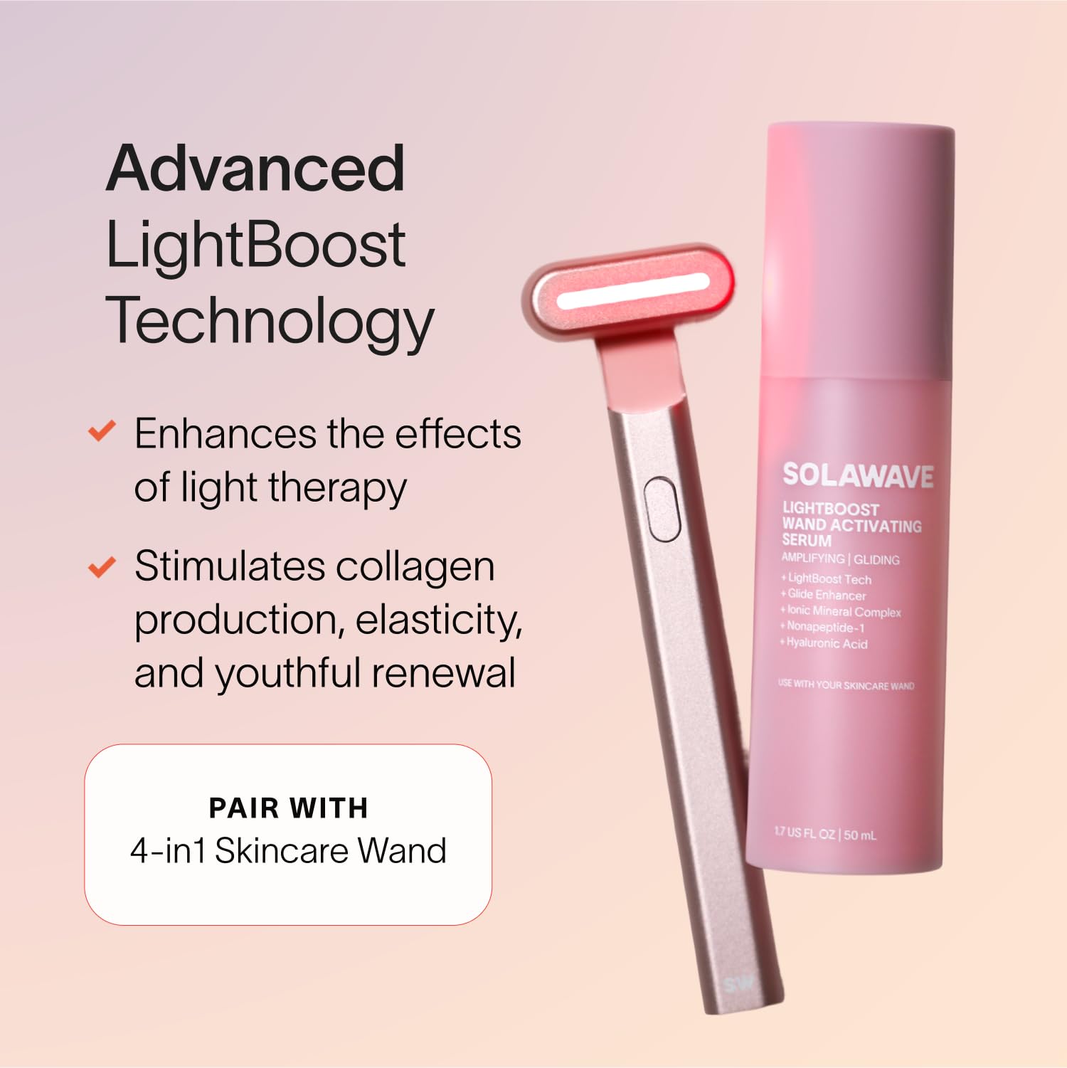 Solawave LightBoost Red Light Therapy Wand Activating Serum | Works with Microcurrent Face Wand and Galvanic Current Devices | Boosts Hydration, Radiance & Diminishes Fine Lines & Wrinkles (1.7 oz)