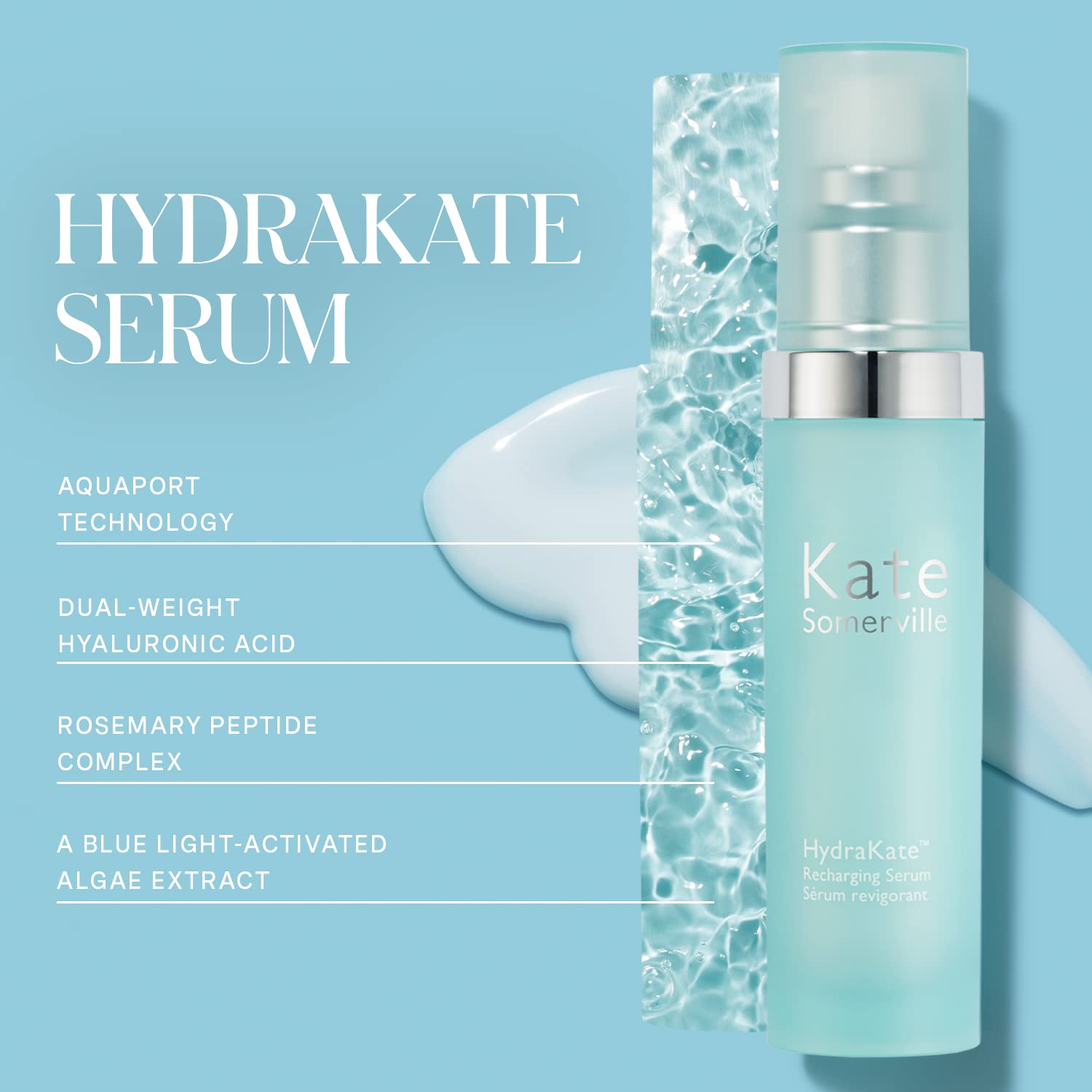 Kate Somerville HydraKate Recharging Hydration Serum - Skin-Quenching Dual-Weight Hyaluronic Acid Serum, 1 Fl Oz