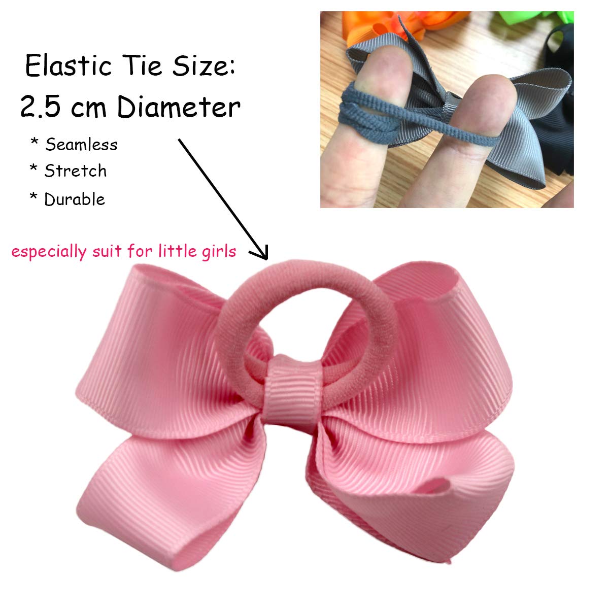 CÉLLOT 40Pcs Boutique Hair Bows Elastic Ties Kids Children Rubber Bands Ponytail Holders Hair Bands For Baby Girls Teens Toddlers in Pairs