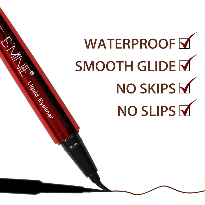ISMINE Professional Matte Vegan smudge proof Eyeliner, Makeup liner Easy Liquid Pen No-Skip Eyeliner, Waterproof Formula, Long lasting Liquid Eyeliner Brown