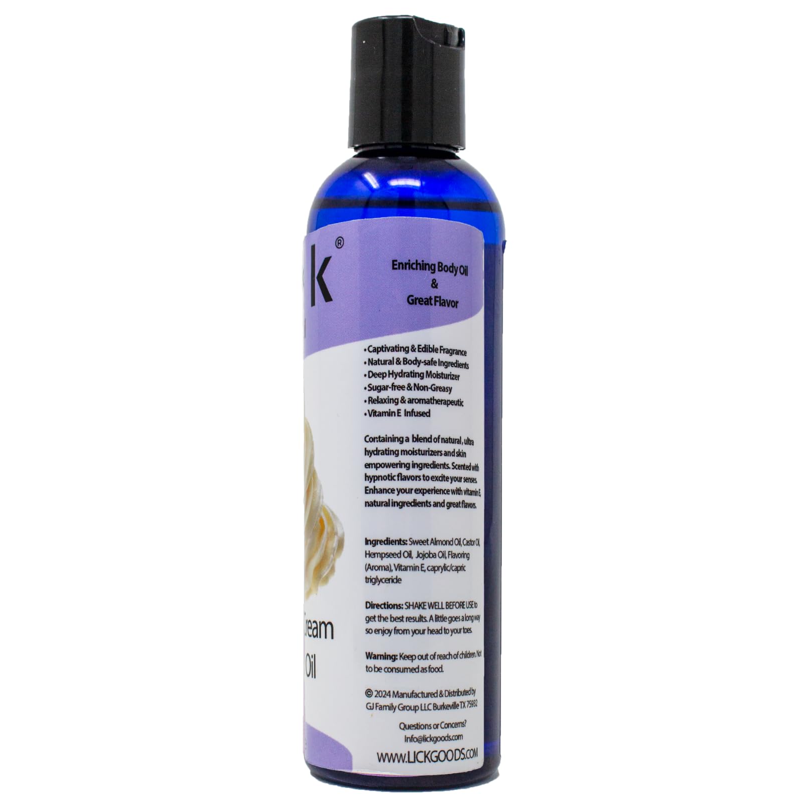 LICK Whipped Cream Scented Body Oil - Luxurious Hydrating Oil for Radiant Skin, Enriched with Natural Castor, Almond, Jojoba Oils, Vitamin E. Ideal for Massage, Daily Care 4 fl oz.
