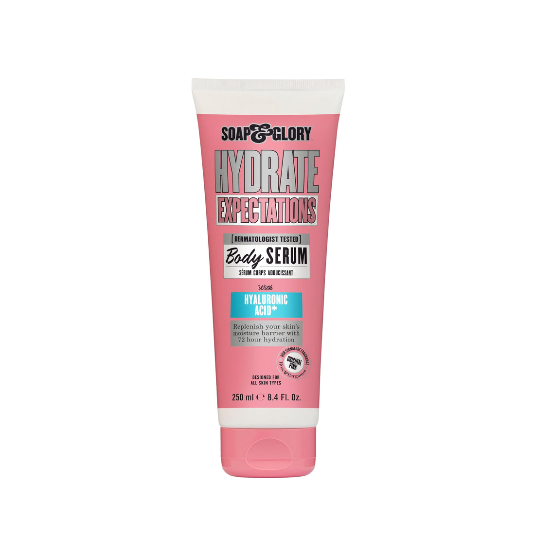 Soap & Glory Hydrate Expectations Body Serum - Thirst Quenching Hyaluronic Acid - Full-Coverage, Lightweight, Fast Absorbing Vegan Moisturizing Body Serum (8.4 Fl Oz)