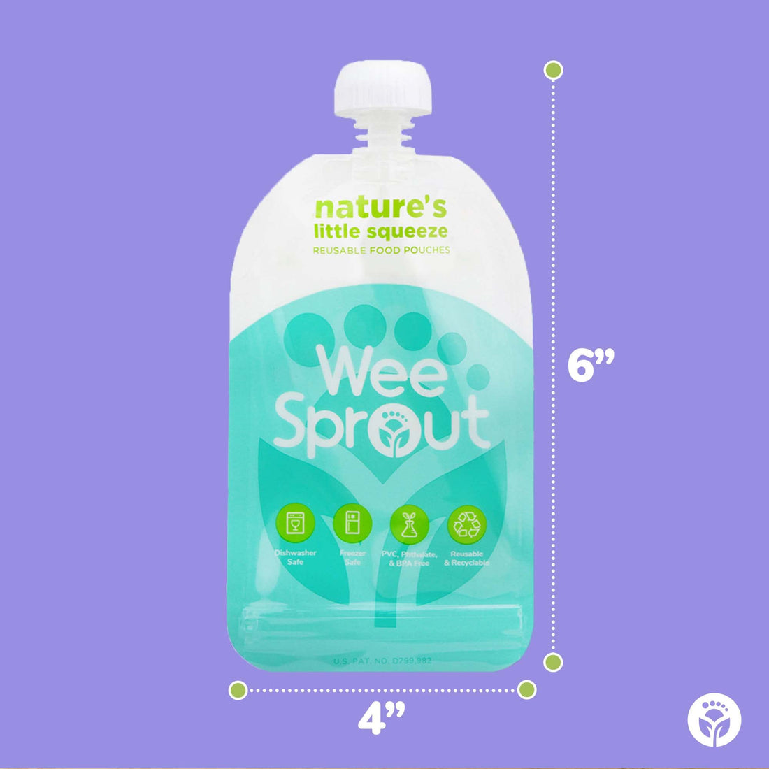 WeeSprout Double Zipper Reusable Food Pouch - 6 Pack - 5 fl oz