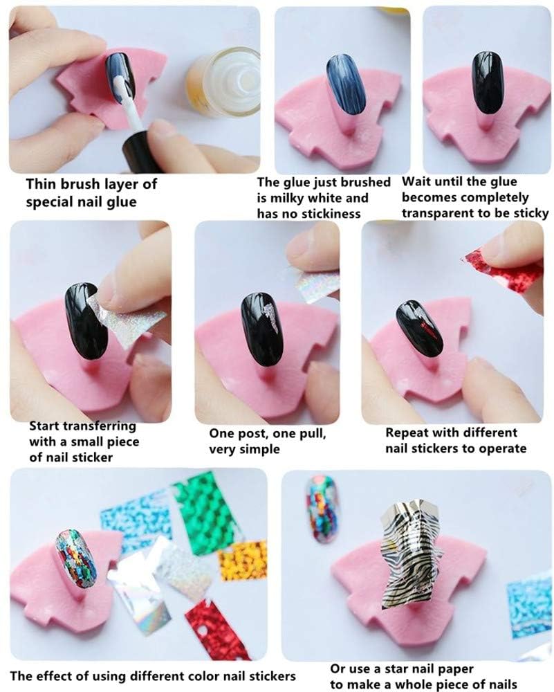 XICHEN®Starry Sky Stars Nail Art Stickers Tips Wraps Foil Transfer Adhesive Glitters Acrylic DIY Decoration (24PCS 24 Colors)(4cm*100cm)