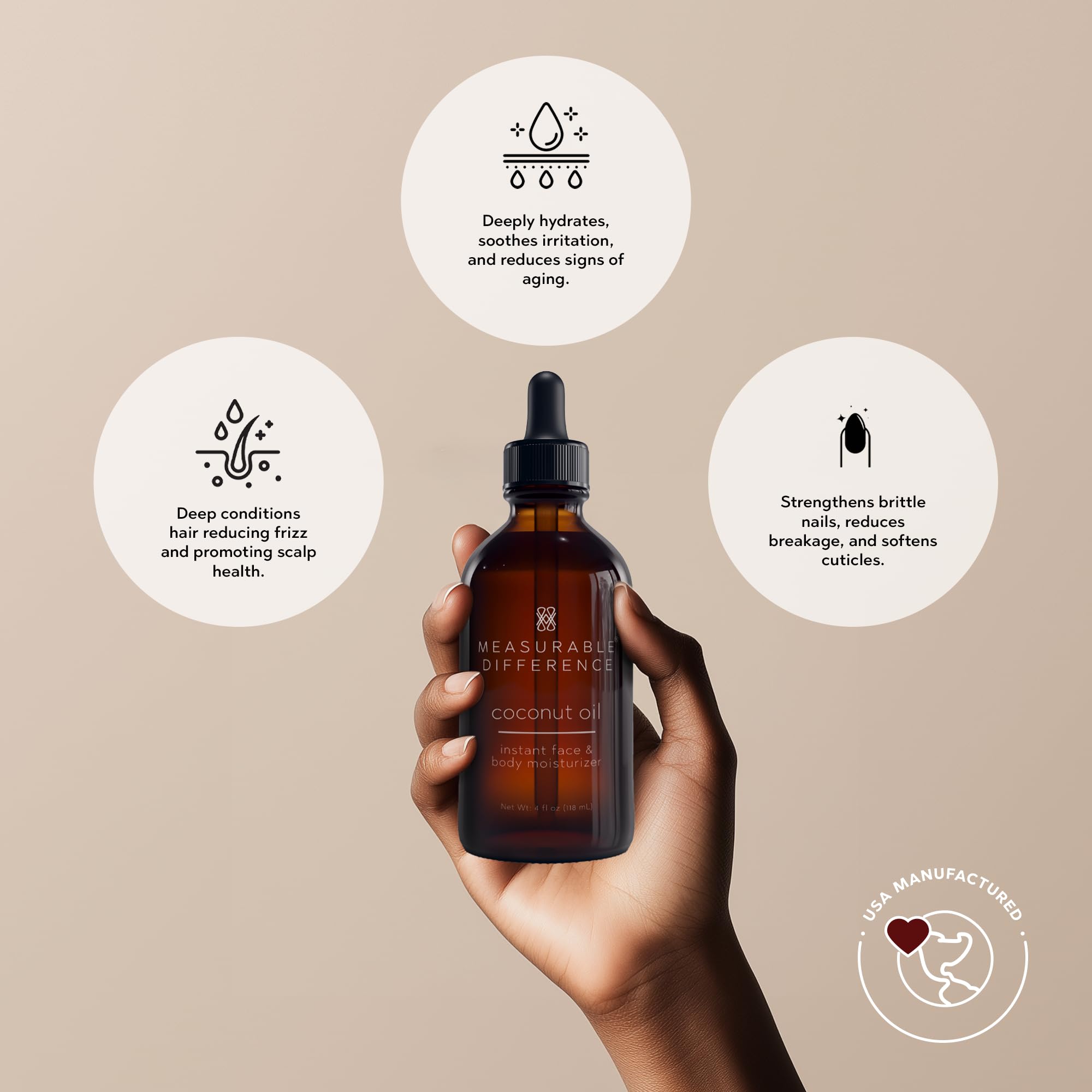 Coconut Oil with Vitamin E & Caprylic Acid | Hydrating Face & Body Moisturizer for Skin | Reduces Scars & Stretch Marks | Deep Nourishment for Hair Growth | 100% Pure & Fractionated, 4Oz