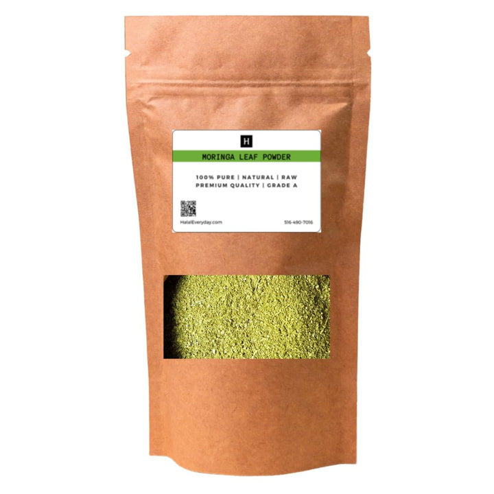 Halal Everyday Moringa Leaf Powder, 100% Pure Vegan Supplement, Energy Booster, Ingredient for Multi-Vitamin Smoothies, 1lb / 16oz Bag