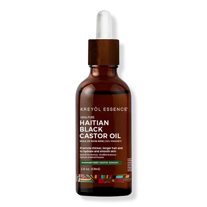 Haitian Black Castor Oil for Skin and Hair - Rosemary Mint - By Kreyol Essence - 2 oz.