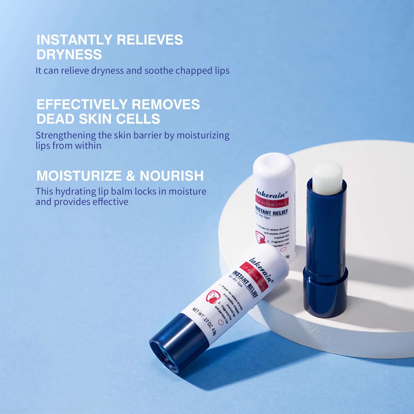 NICEFACE 2Pcs Natural Lip Repair Stick - Moisturizing Glossy Lip Balm Sticks and Lip Sleeping Mask, All-Day Hydrating Lip Protectant - Soothe Dry Chapped Lips Lip Care (Stick)