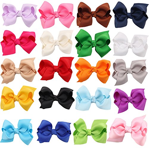 ZOONAI 3 Inch Baby Girl Hair Bows Boutique Hair Clip Teens Toddlers Hairpin Headwear - Set of 2 (Ivory)