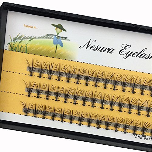 BODERMINCER 10D 60pcs Black Handmade False Eyelashes Natural Long Individual Eyelashes Extension Fake Lashes Makeup Beauty Cosmetic (10mm)