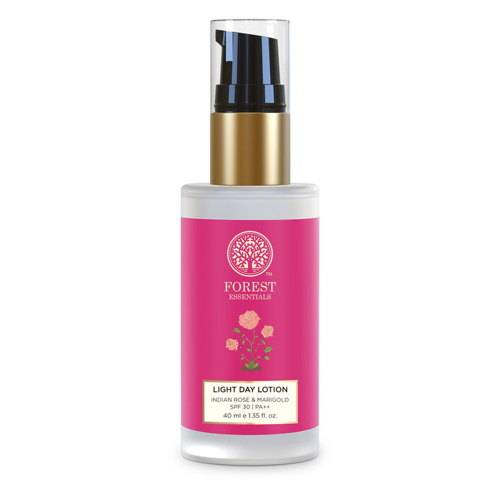 Forest Essentials Light Day Lotion Indian Rose & Marigold With SPF 25 for Dry Skin | Ayurvedic Hydrating Daily Moisturiser