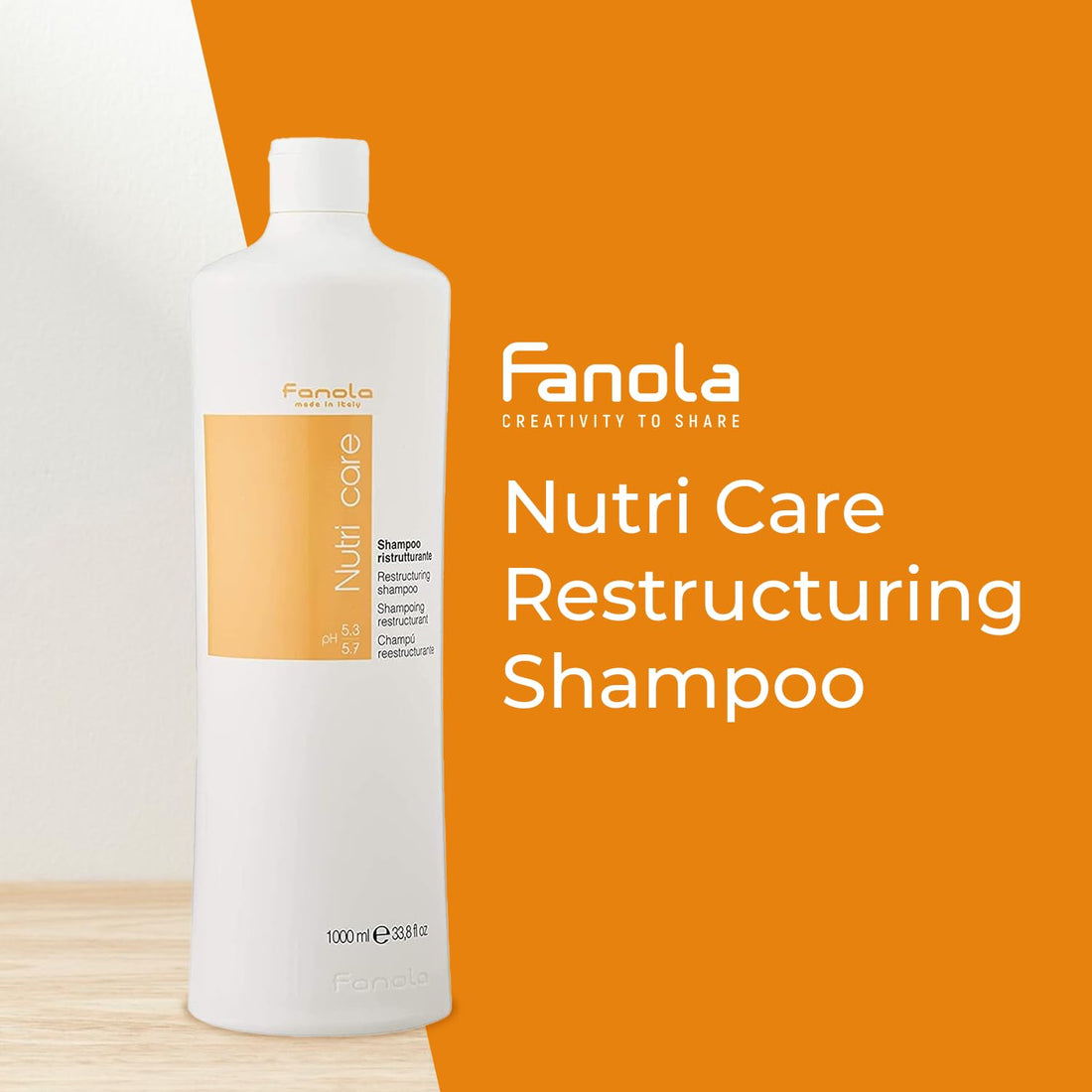 Fanola Restructuring Hair Shampoo for Women & Men - Moisturizing Shampoo for Dry Hair Enriched with Milk Protein - Repairing, Nourishing, Anti-Frizz Formula for Dry & Brittle Strands (33.8 Fl oz)