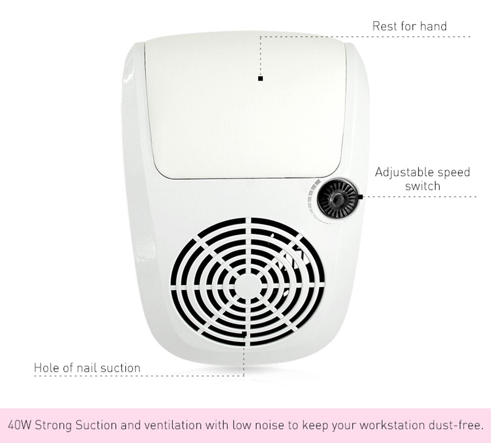 KADS Adjustable Nail Dust Collector Suction Fan with 2 Dust Collecting Bags, Powerful Nail Vacuum Cleaner Machine Manicure Tools, Practical Nail Art Salon Cleaning Equipment (110V)