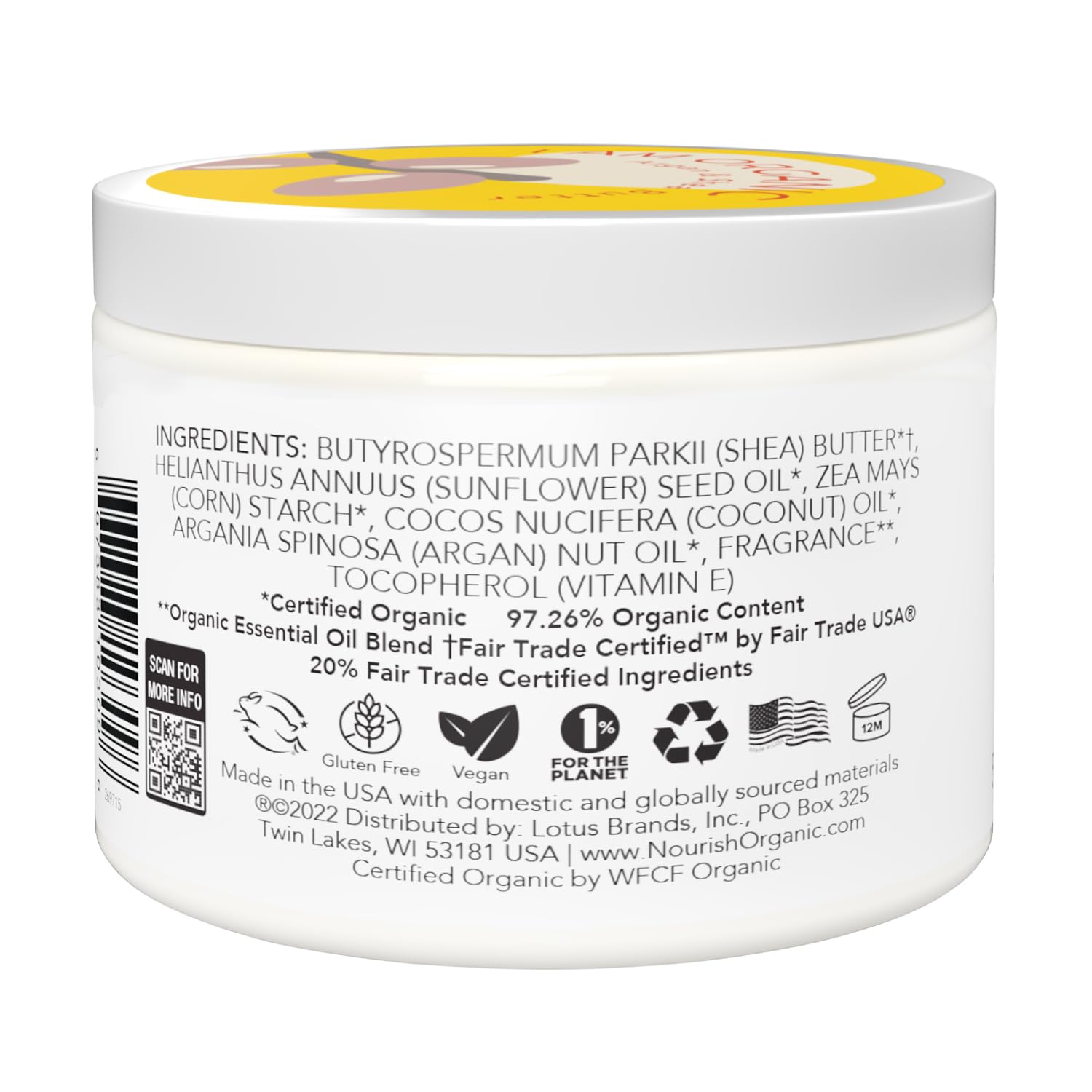 Nourish Organic Rejuvenating Body Butter, Argan Butter, Fair Trade, 5.2 Ounce