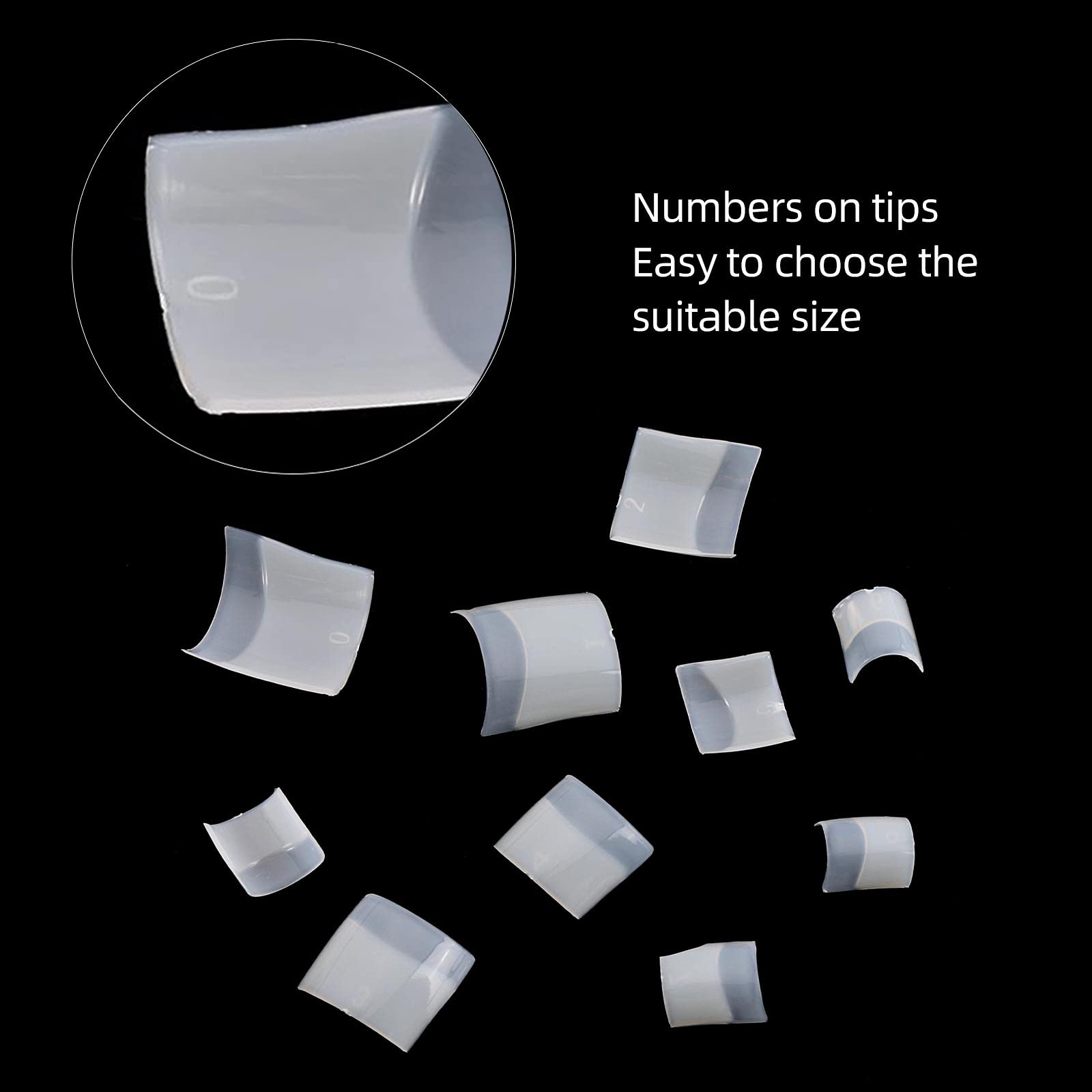 Short Acrylic Nail Tips 500PCS Square Nails Half Cover French False Nails (Natural)