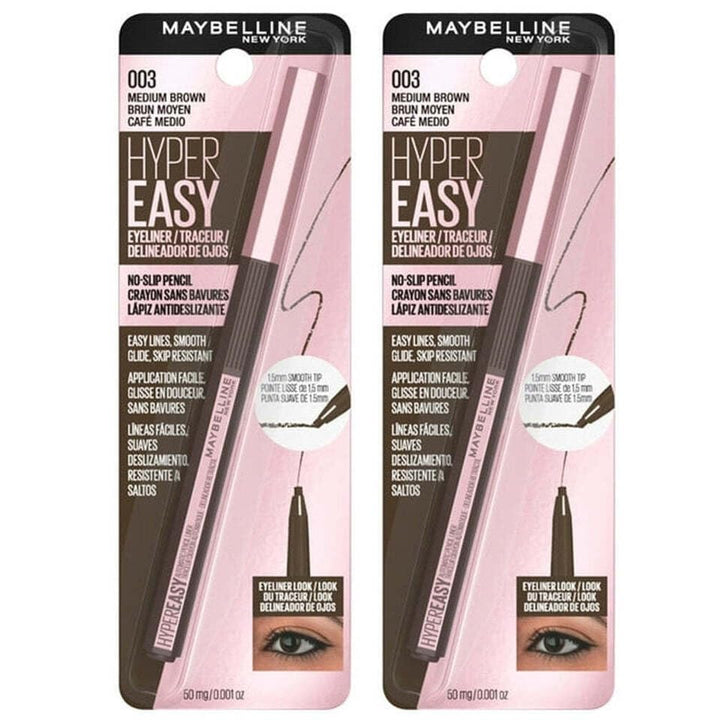 MAYBELLINE Pack of 2 New York Hyper Easy Eyeliner, Medium Brown 003