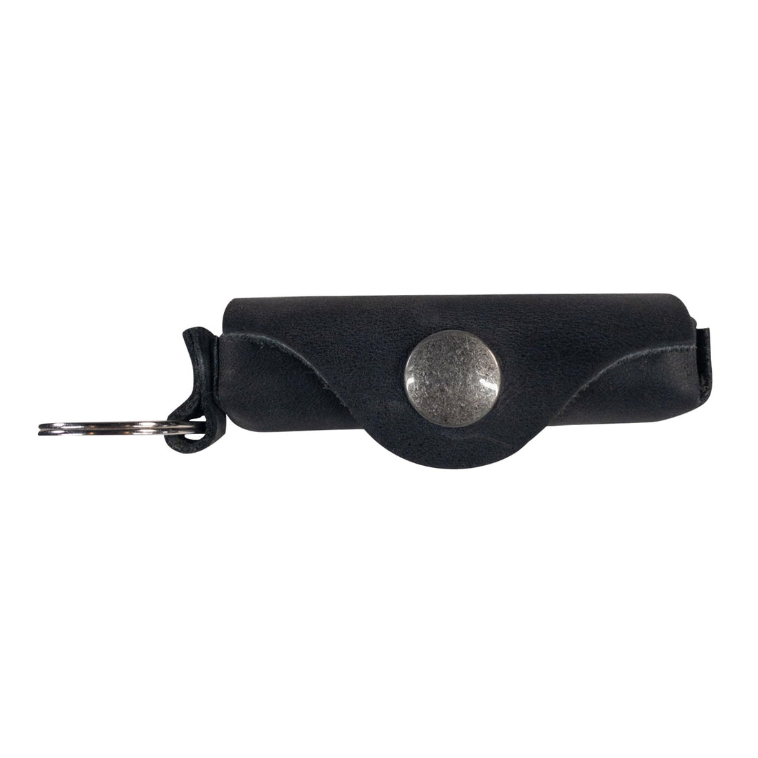 Hide & Drink, Lip Balm Keychain Holder, Lip Protection, Classic Vintage, Brass Metal Clasp, Full Grain Leather, Handmade, Charcoal Black