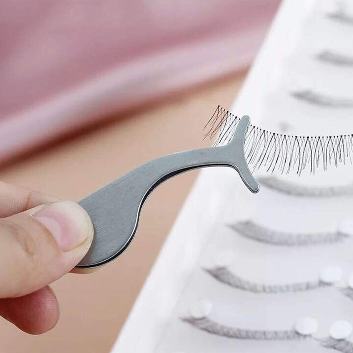 Tinksky Professional False Eyelashes Extension Applicator Remover Clip Tweezers Nipper (Silver)