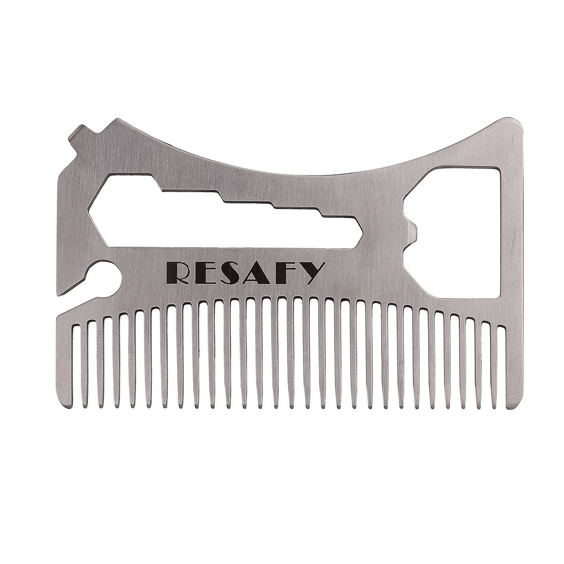 Generic Resafy Stainless Steel Hair Beard Wallet Comb with Bottle Opener Screwdriver Wrench