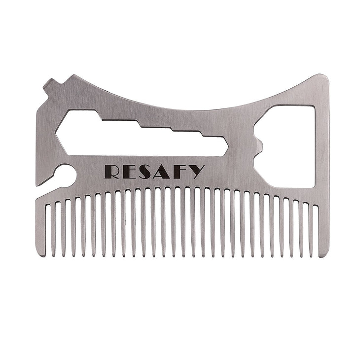 Generic Resafy Stainless Steel Hair Beard Wallet Comb with Bottle Opener Screwdriver Wrench