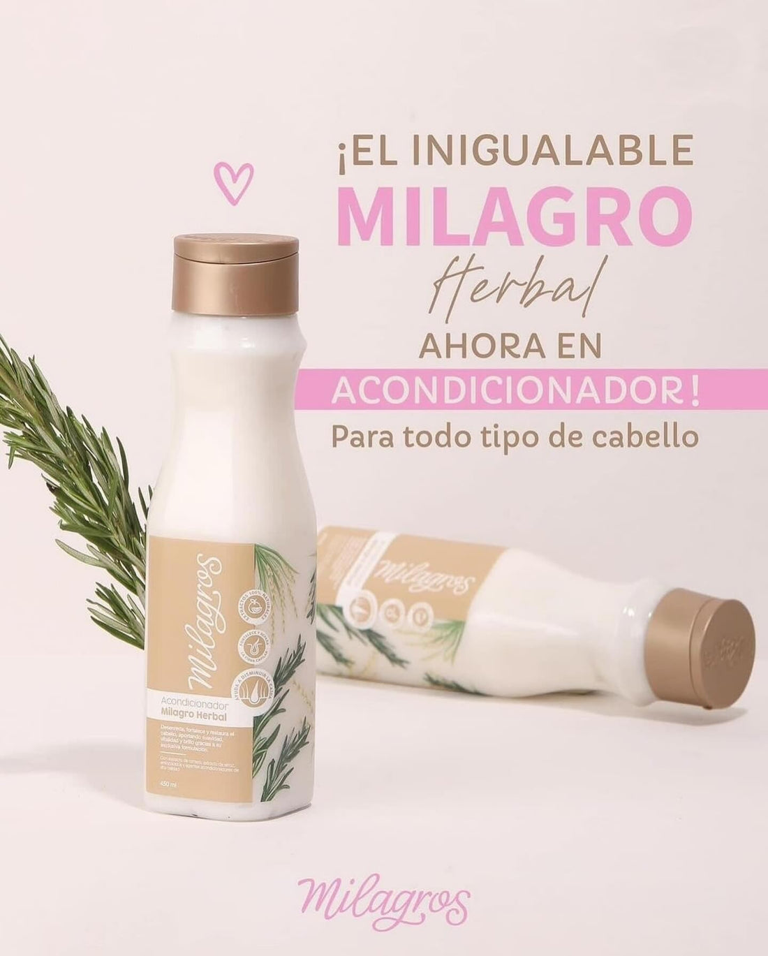 Milagros Acondicionador Herbal | Disminuye la Caida Del Cabello y Aporta Suavidad y Brillo, Beige