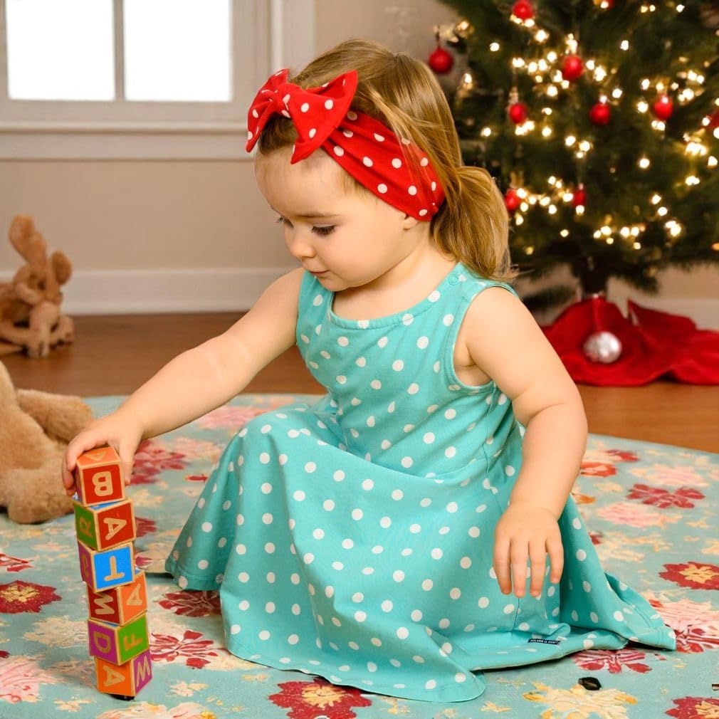 BABYGIZ Baby Girl Headbands-Infant,Toddler Cotton Handmade Hairbands with Bows Child Hair Accessories (Red with White Polka Dots)