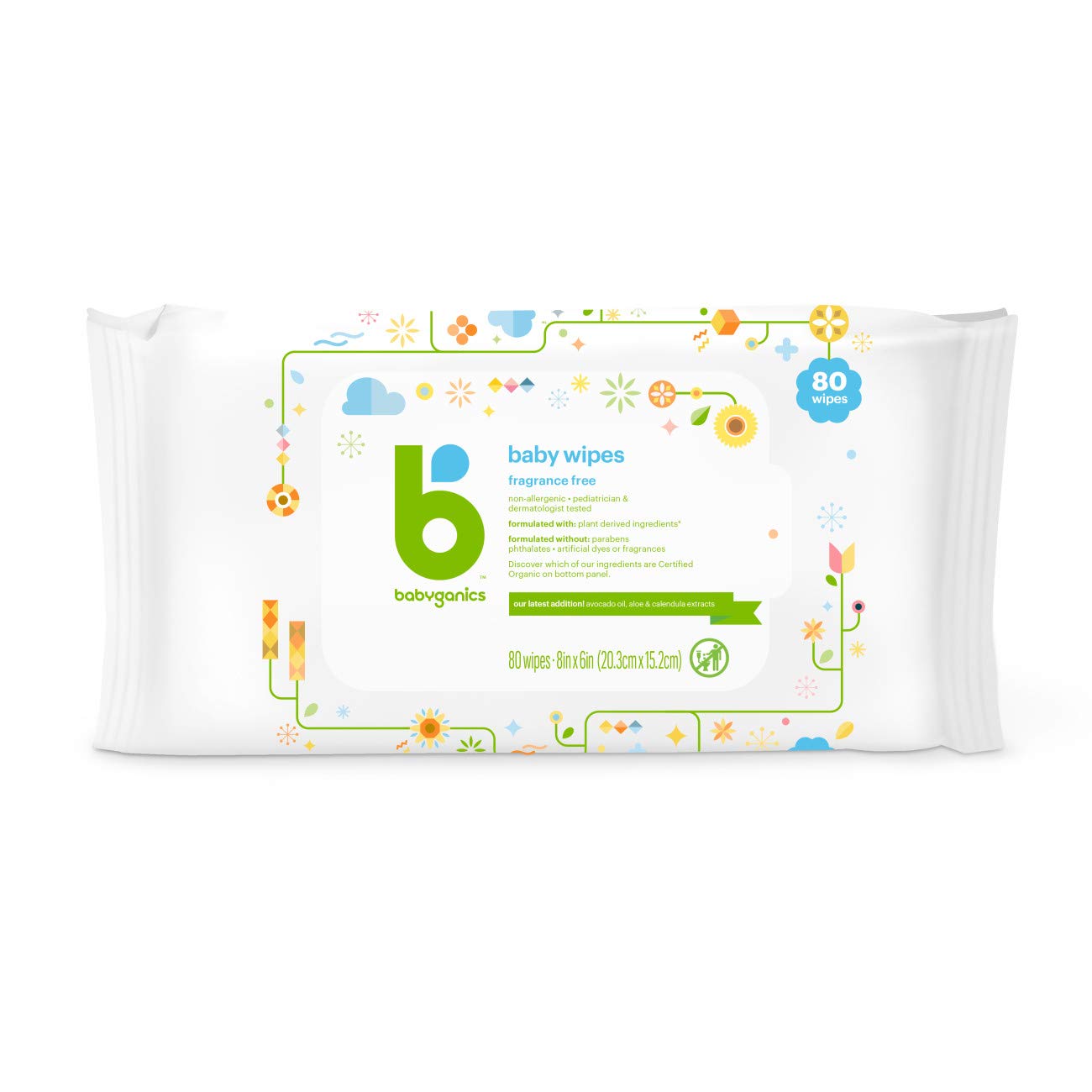Babyganics Baby Wipes, Fragrance Free, 80 ct