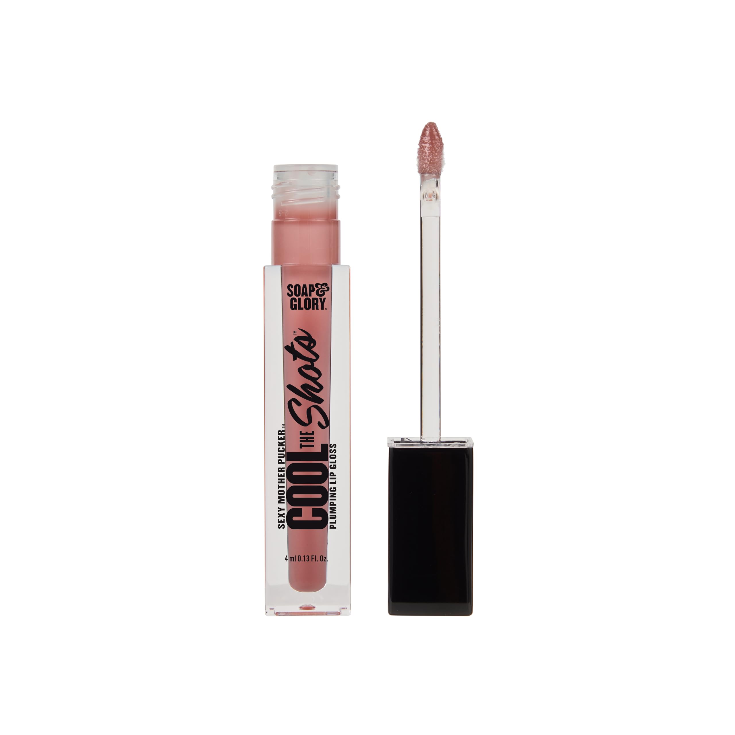 Soap & Glory SMP Cool The Shots Plumping Lip Gloss - Hydrating & Cooling Lip Plumper - Infused with Menthol & Vitamin E - High Shine, Glossy Finish - Vegan & Cruelty-Free - Nude Edition (4ml)