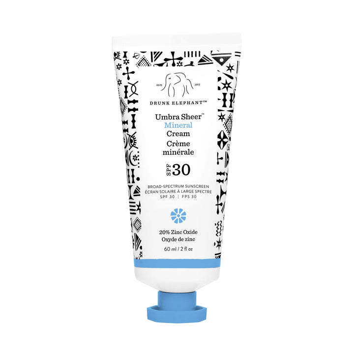 Drunk Elephant Umbra Sheer Mineral Cream (SPF 30) - 60 ml/2 fl oz - Mineral Sunscreen - Clean Clinical Skincare - Cruelty-Free - Dermatologist-Tested - Free of Essential Oils, Silicones, and Fragrance