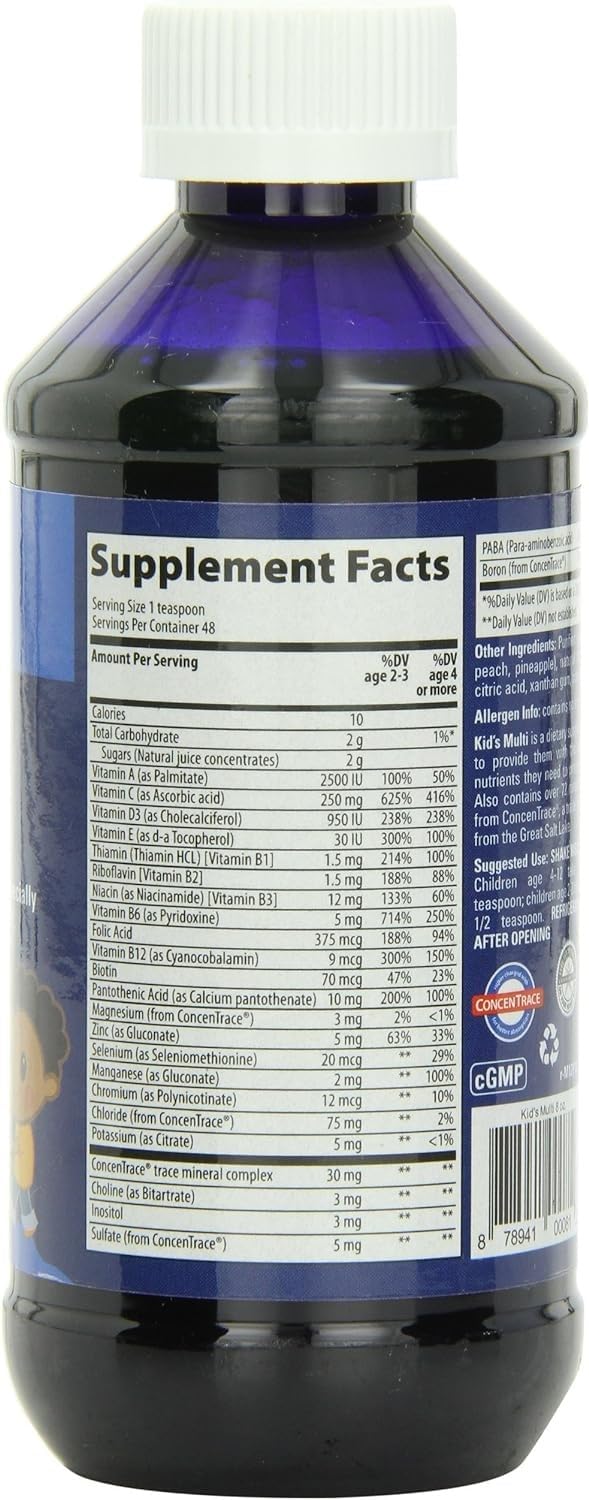 Trace Minerals Kid's Multi - Whole Body Health Supplement for Children - Easy-to-Drink Liquid Supplement with Essential Nutrients - Immune & Bone Health Support - Citrus Punch, 8 fl oz (48 Servings)