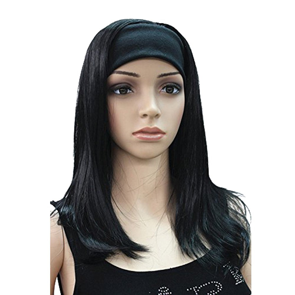 1# jet black : Lydell Long Straight Wave Headband Synthetic Wigs (1# jet black)